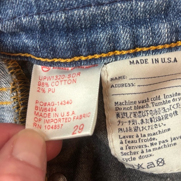 AG Adriano Goldschmied Jeans Womens 29 Blue Tomboy Crop Relaxed Straight Distres - Picture 7 of 8